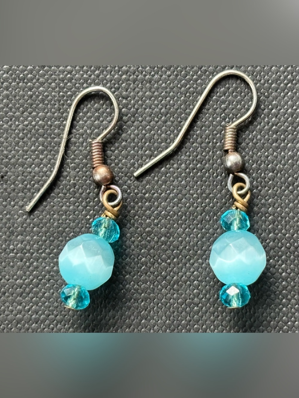 Turquoise Beaded Drop Earrings - Unbranded